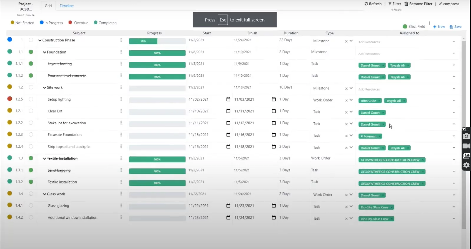 Infographics show the Tracking Timelines and schedules