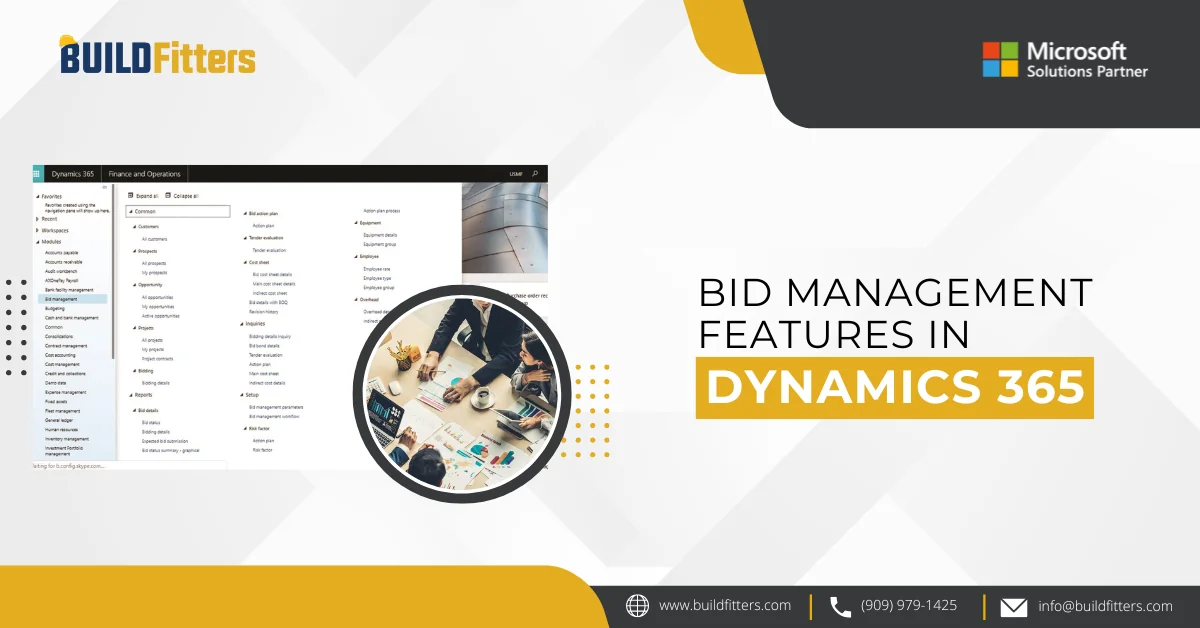 Infographics show the Bid Management Features in Dynamics 365 